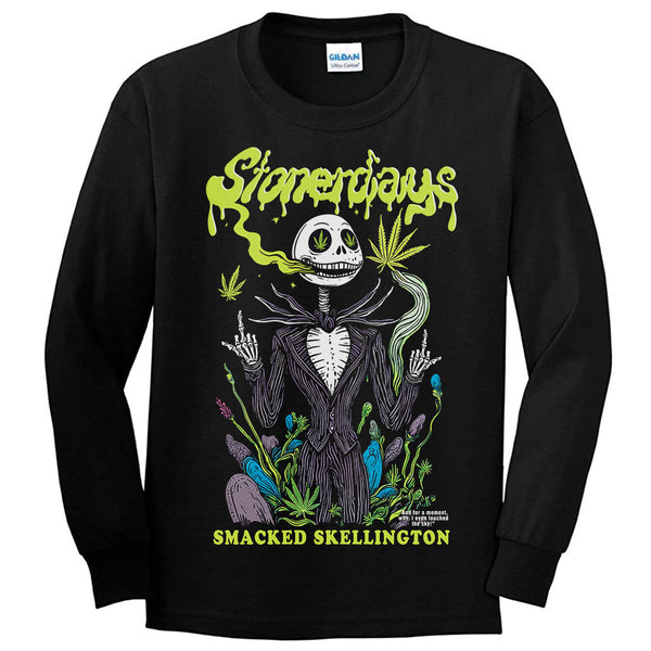 【 最終値下げ 】 PUSHESD WEED SKULL 90's SMACKED-SKELLINGTON-LS_grande.