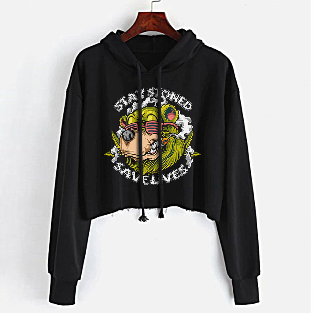 Stay Stoned Save Lives Crop Top Hoodie