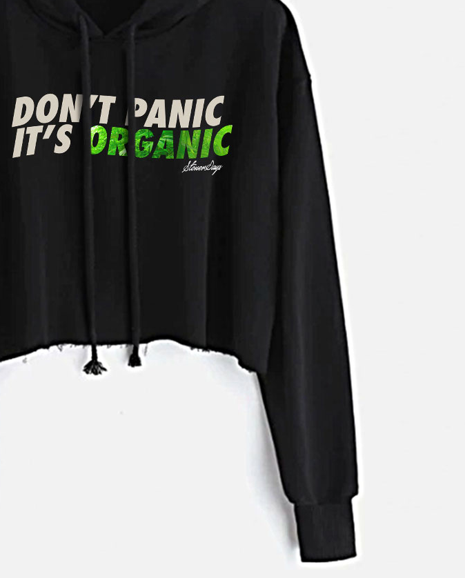 Dont Panic Greens Crop Top Hoodie