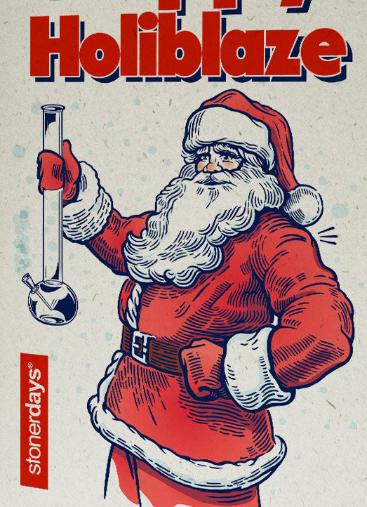 HAPPY HOLIBLAZE HEMP CANNABIS CHRISTMAS CARD