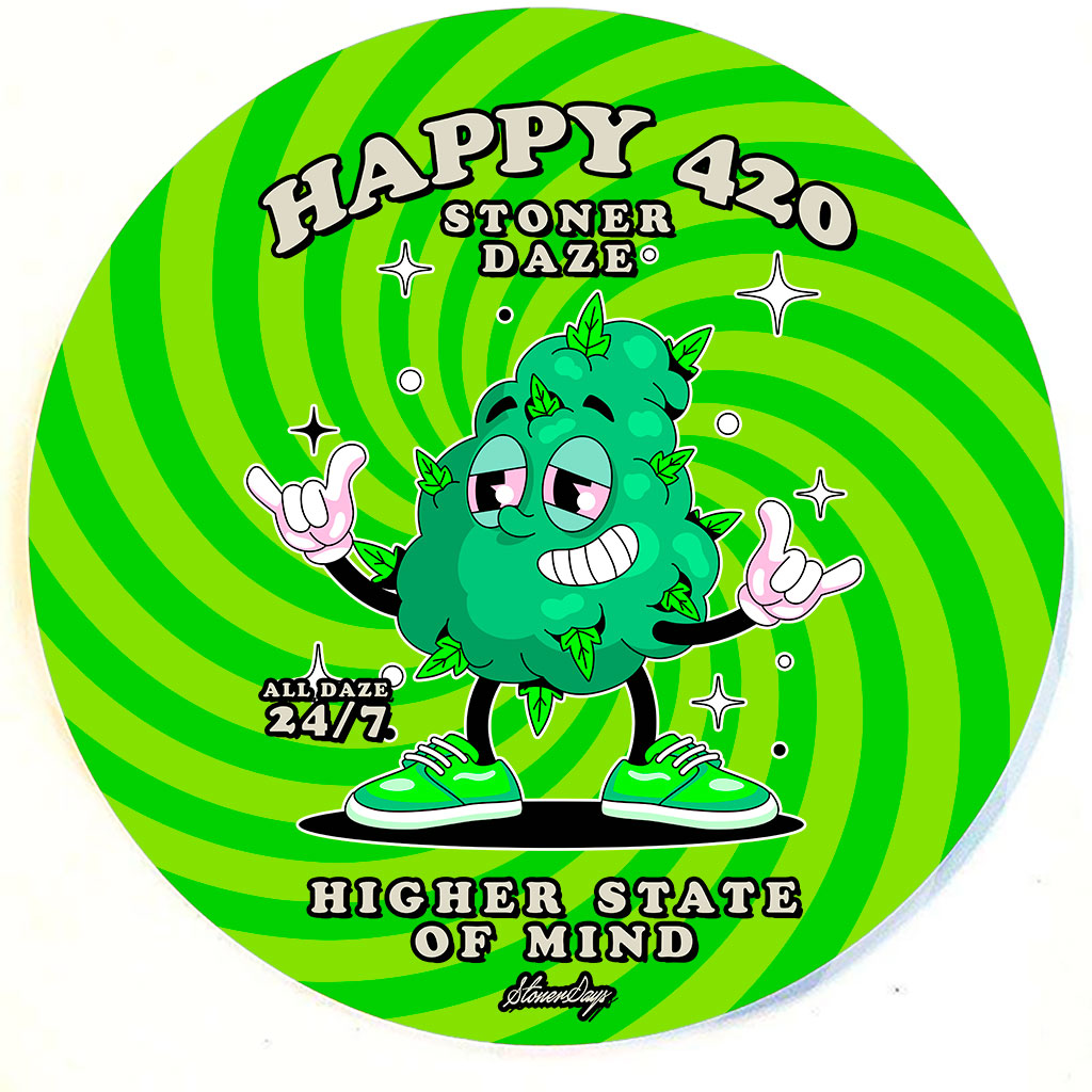 Happy 420 24 7 8 Round Dab Mat StonerDays Happy 420 24 7 8 round dab mat stonerdays