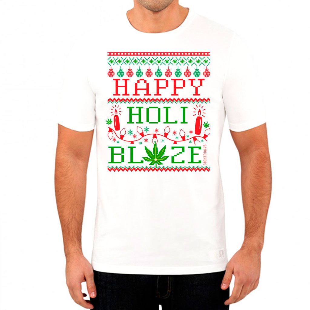 Happy Holiblaze White Tee