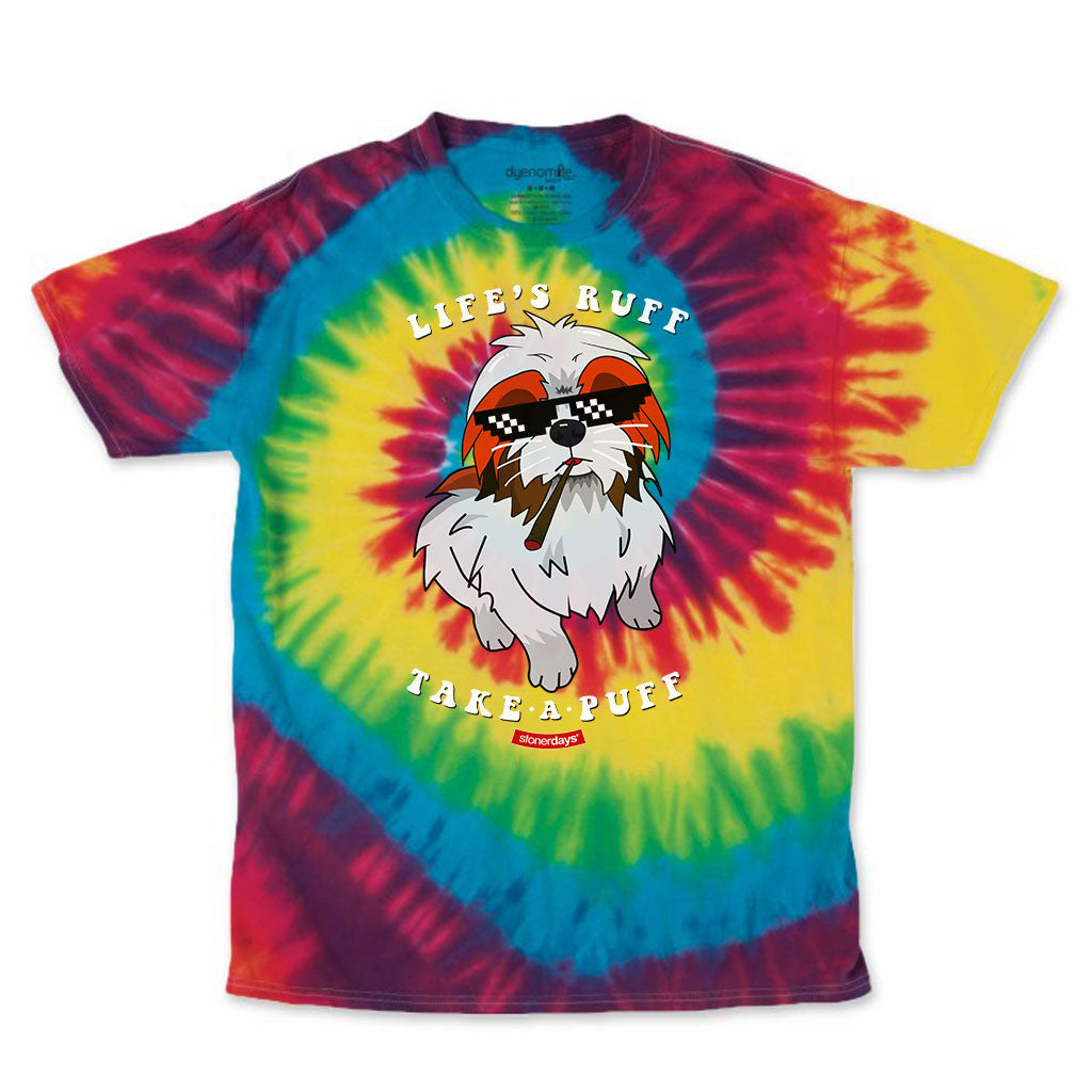 Feef Ruff Stickers Lifes Ruff Take A Puff Tie Dye Tee – StonerDays