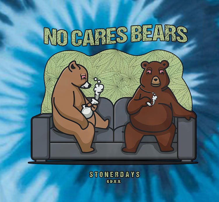 No Cares Bears Blue Tie Dye Tee