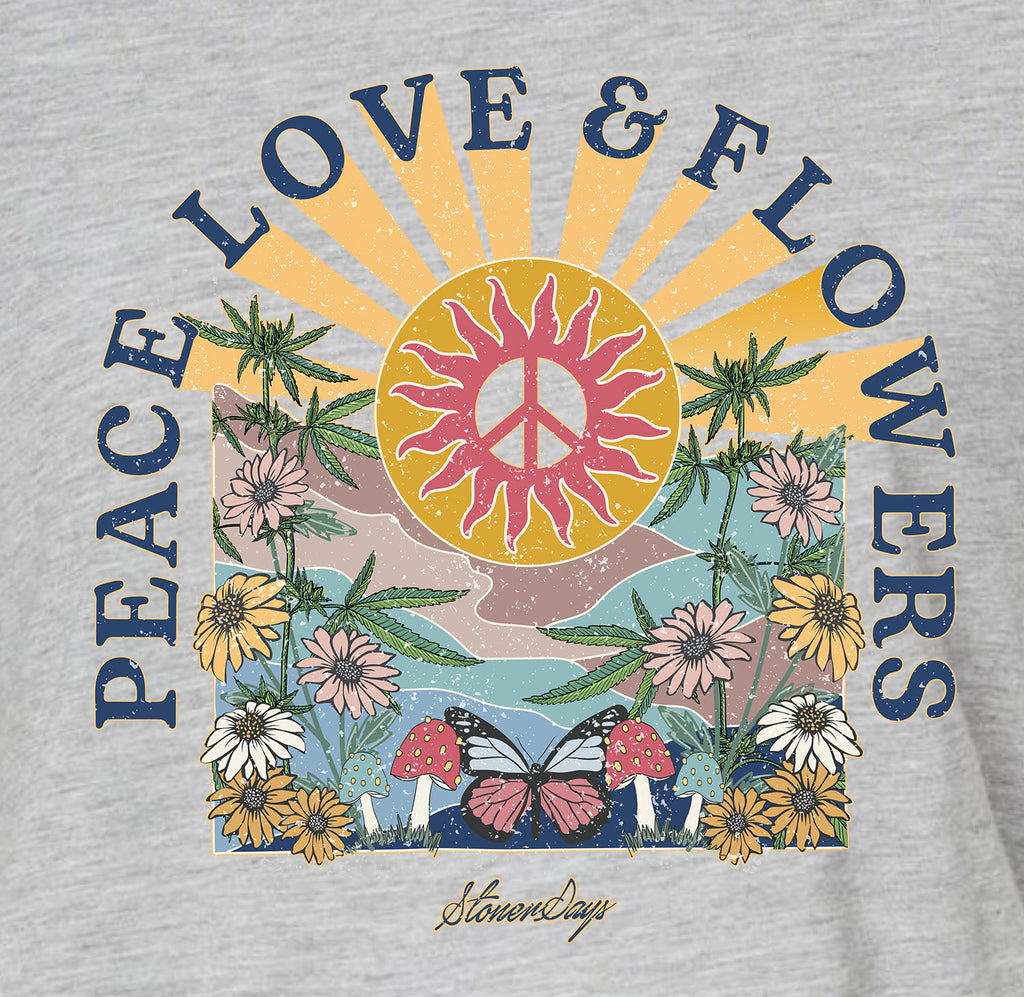 Peace, Love & Flowers Grey Crop Top