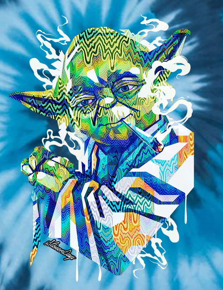 Pop Art Jedi Master Blue Tie Dye Tee