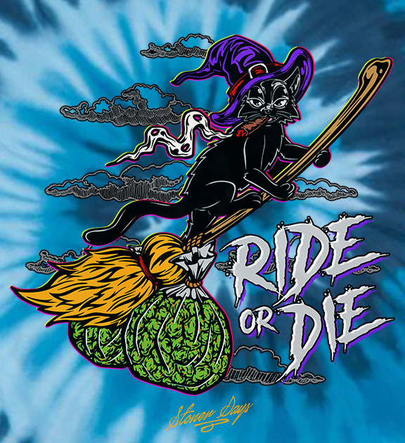Ride or Die Kitty Blue Tie dye