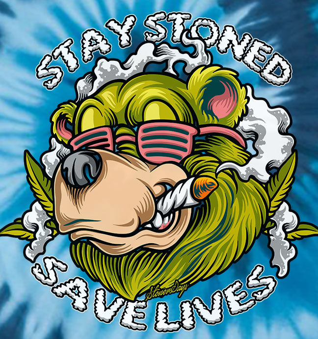 Stay Stoned Save Lives Blue Tie Dye Tee