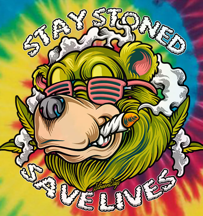 Stay Stoned Save Lives Rainbow Tie Dye Tee