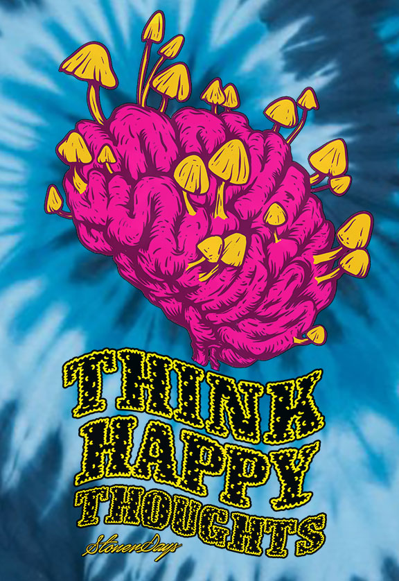 Think Happy Thoughts Blue Tie Dye Tee