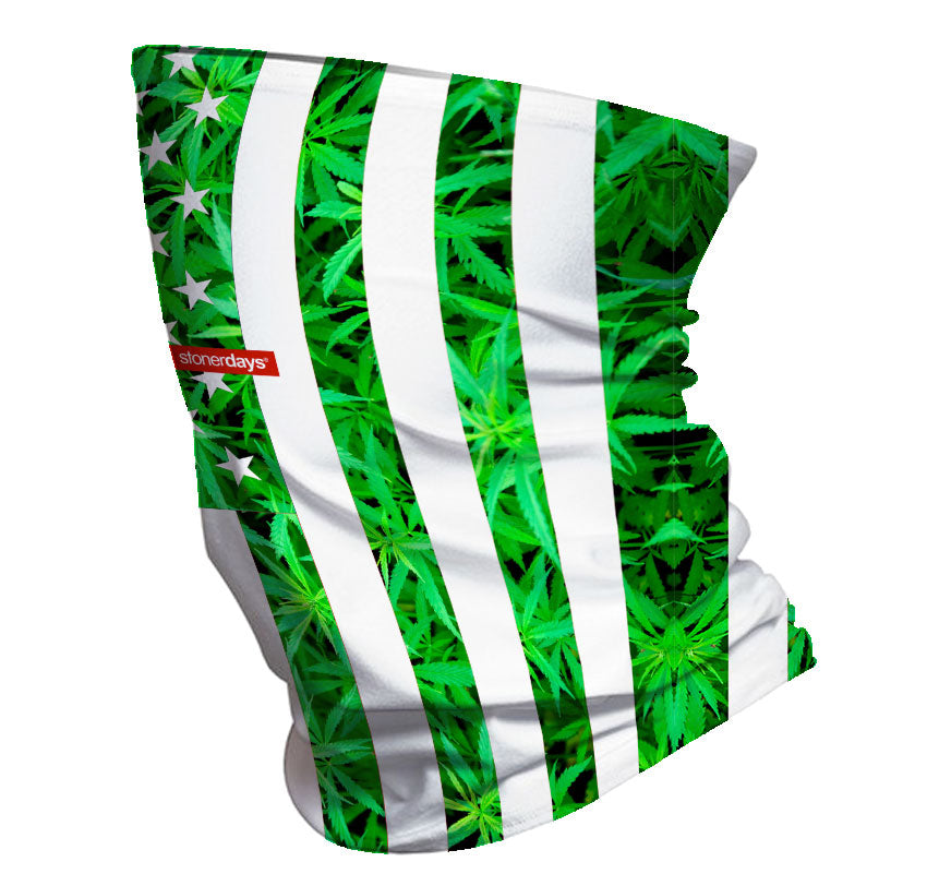 USA Cannabis Flag in Green Neck Gaiter