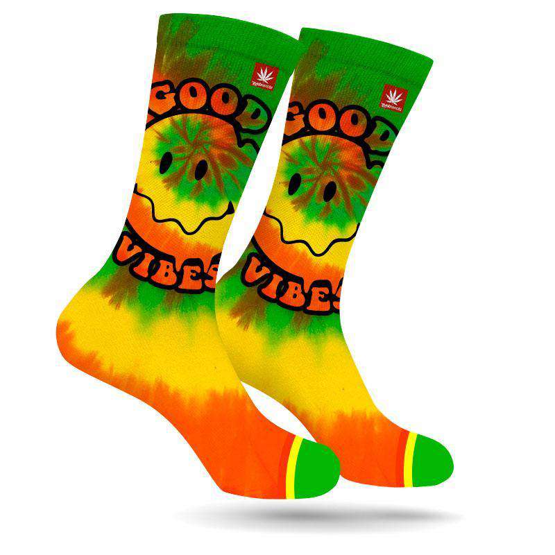pothead socks GOOD VIBES HAPPY FACE WEED MARIJUANA STONER SOCKS – StonerDays
