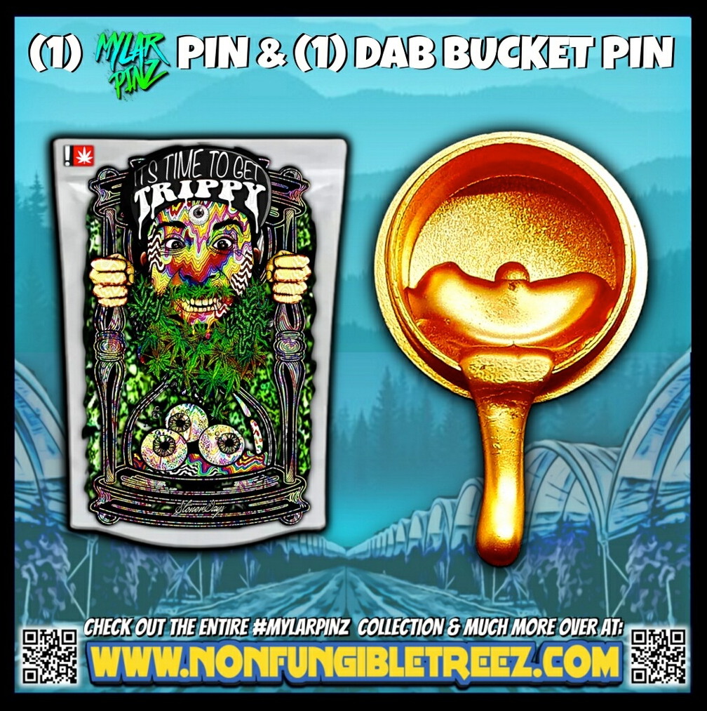 Dabbing Cuban MylarPinz Pin + Exclusive Dab Bucket Pin Set