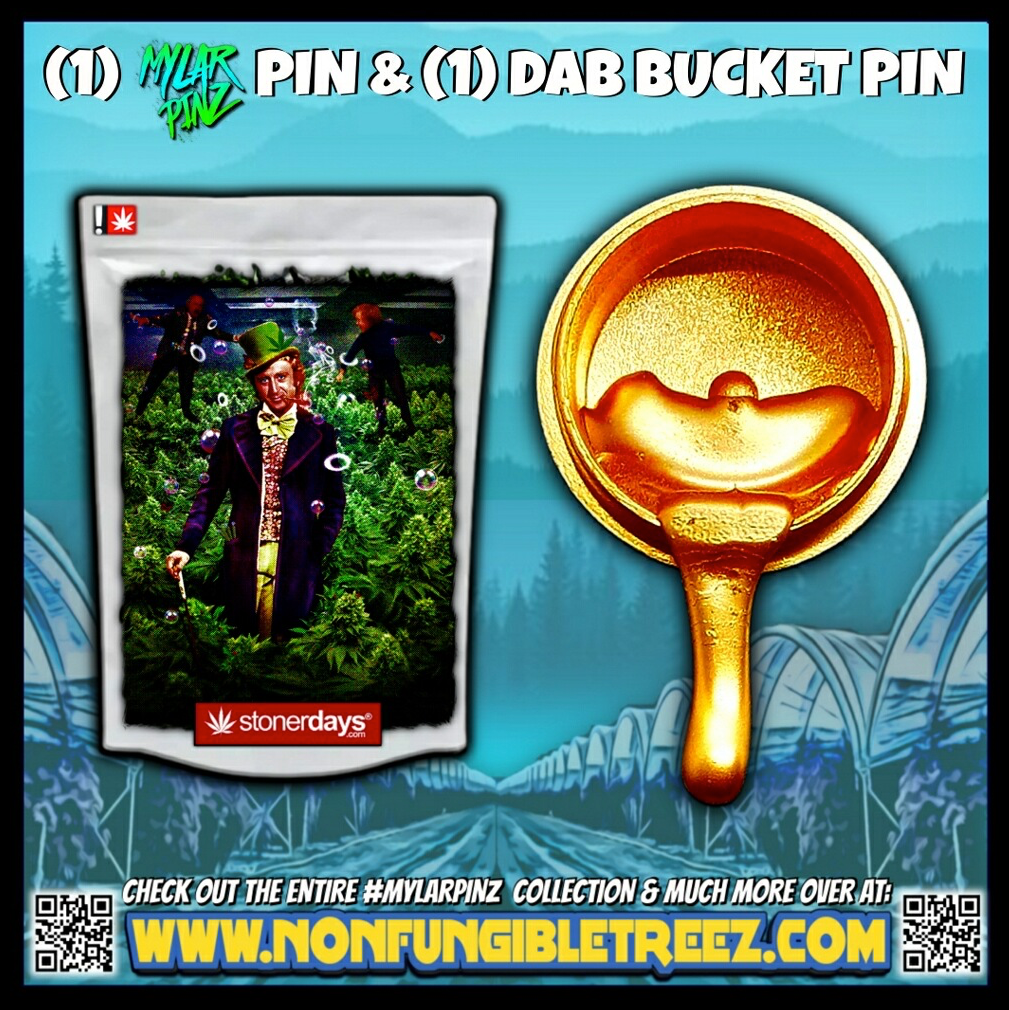 Wonka MylarPinz Pin + Exclusive Dab Bucket Pin Set