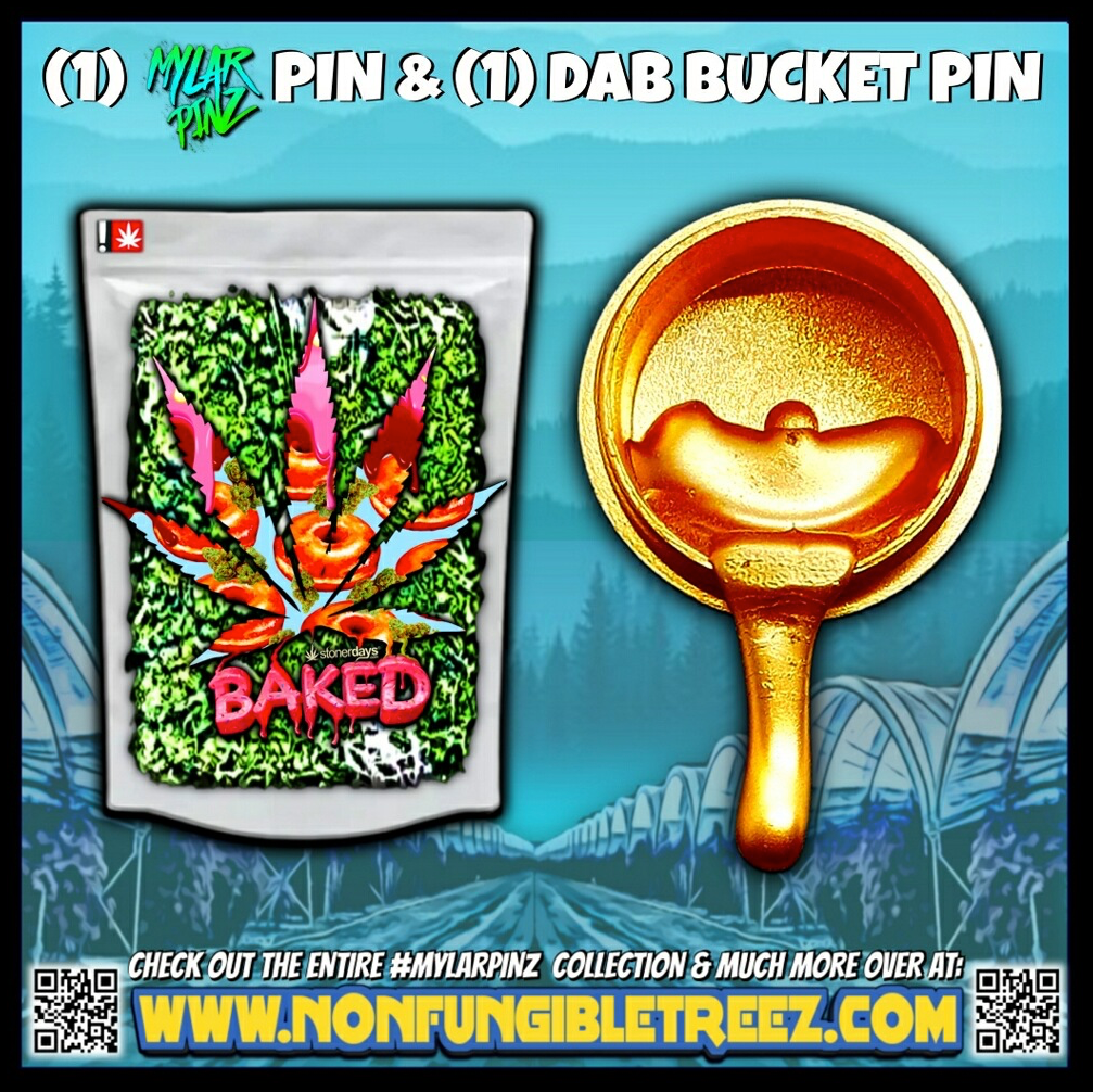 Baked Donut MylarPinz Pin + Exclusive Dab Bucket Pin Set